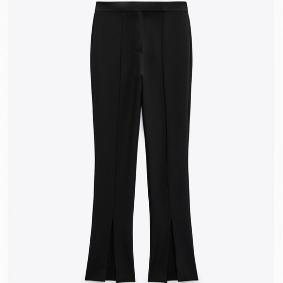 Zara Black Flared Dress Pants with Slits - Picture 1 of 6